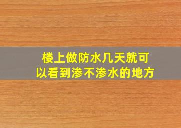 楼上做防水几天就可以看到渗不渗水的地方