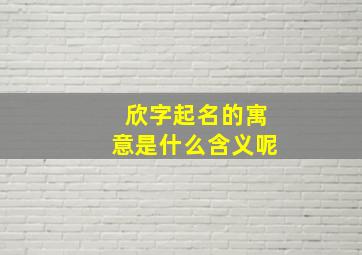 欣字起名的寓意是什么含义呢