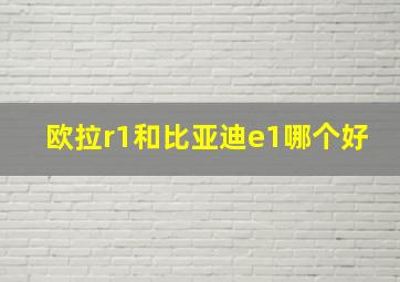 欧拉r1和比亚迪e1哪个好