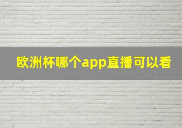 欧洲杯哪个app直播可以看