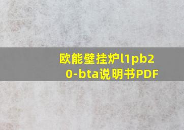 欧能壁挂炉l1pb20-bta说明书PDF