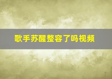 歌手苏醒整容了吗视频