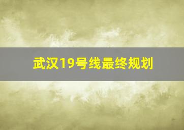 武汉19号线最终规划