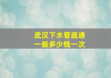 武汉下水管疏通一般多少钱一次