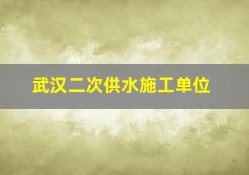 武汉二次供水施工单位