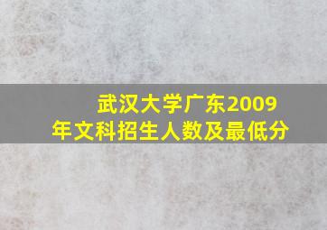 武汉大学广东2009年文科招生人数及最低分