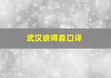 武汉彼得森口译