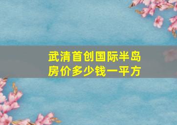 武清首创国际半岛房价多少钱一平方