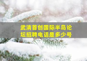 武清首创国际半岛论坛招聘电话是多少号