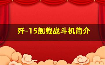 歼-15舰载战斗机简介