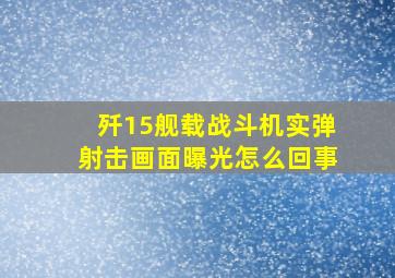 歼15舰载战斗机实弹射击画面曝光怎么回事