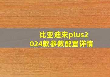 比亚迪宋plus2024款参数配置详情