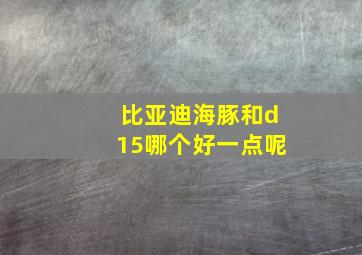 比亚迪海豚和d15哪个好一点呢