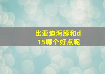 比亚迪海豚和d15哪个好点呢