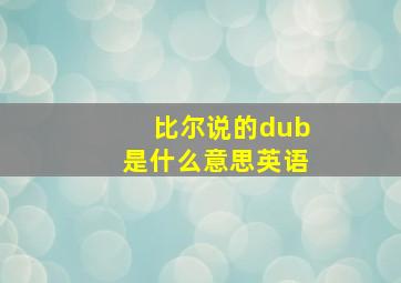 比尔说的dub是什么意思英语