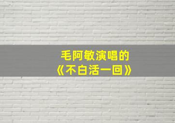 毛阿敏演唱的《不白活一回》