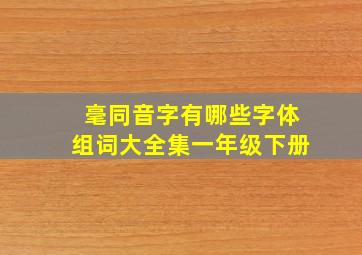 毫同音字有哪些字体组词大全集一年级下册