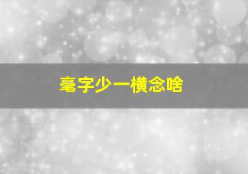 毫字少一横念啥