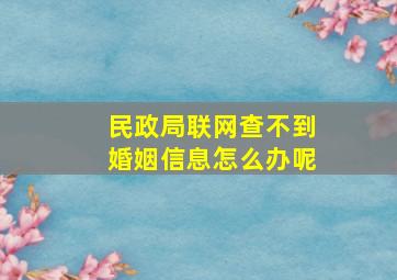 民政局联网查不到婚姻信息怎么办呢