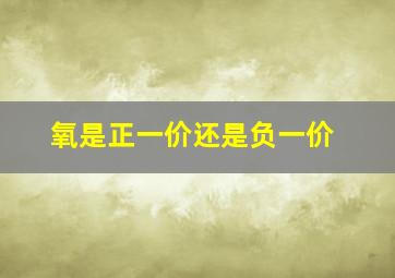 氧是正一价还是负一价