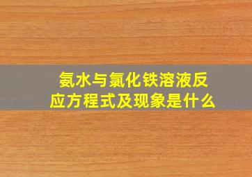 氨水与氯化铁溶液反应方程式及现象是什么