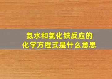 氨水和氯化铁反应的化学方程式是什么意思