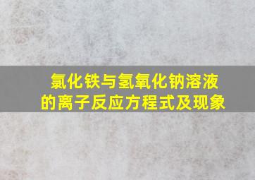 氯化铁与氢氧化钠溶液的离子反应方程式及现象