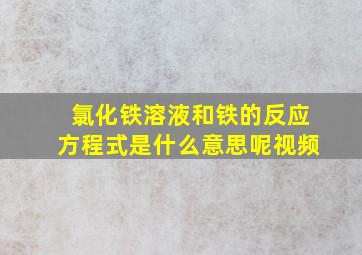 氯化铁溶液和铁的反应方程式是什么意思呢视频