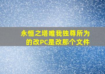 永恒之塔唯我独尊所为的改PC是改那个文件