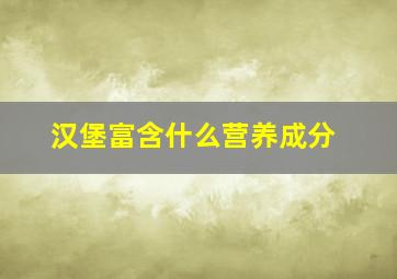 汉堡富含什么营养成分