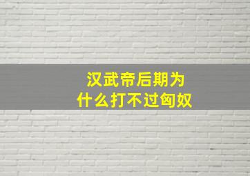 汉武帝后期为什么打不过匈奴