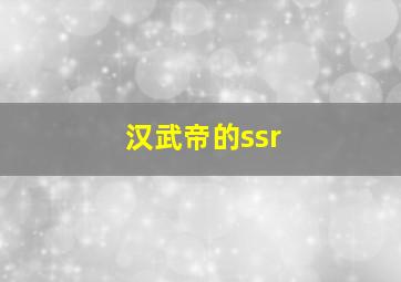 汉武帝的ssr