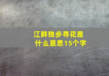 江畔独步寻花是什么意思15个字