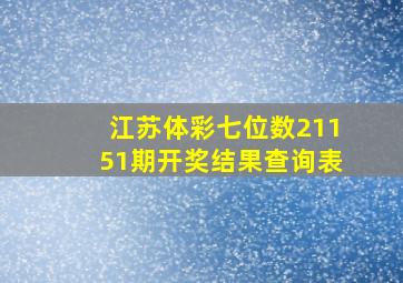 江苏体彩七位数21151期开奖结果查询表