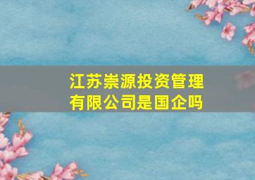 江苏崇源投资管理有限公司是国企吗