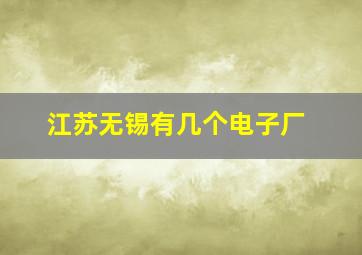 江苏无锡有几个电子厂