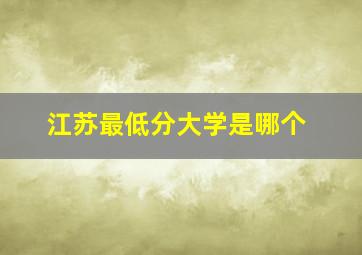 江苏最低分大学是哪个