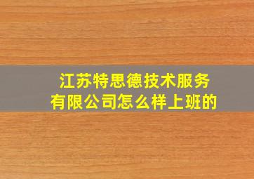 江苏特思德技术服务有限公司怎么样上班的