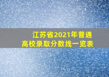 江苏省2021年普通高校录取分数线一览表