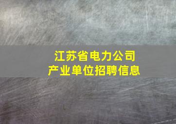 江苏省电力公司产业单位招聘信息