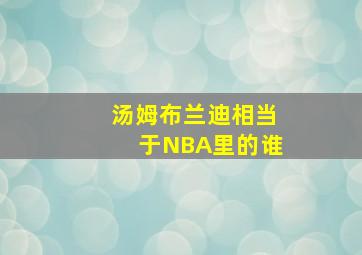 汤姆布兰迪相当于NBA里的谁