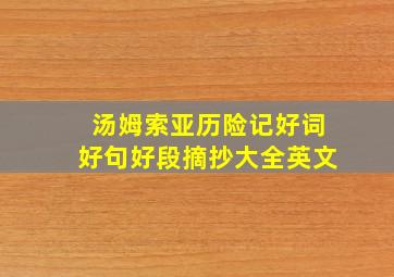 汤姆索亚历险记好词好句好段摘抄大全英文