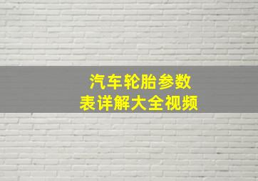 汽车轮胎参数表详解大全视频