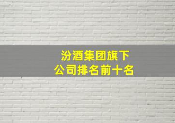 汾酒集团旗下公司排名前十名