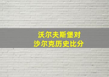 沃尔夫斯堡对沙尔克历史比分