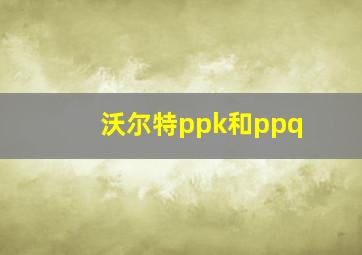 沃尔特ppk和ppq