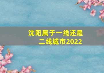 沈阳属于一线还是二线城市2022