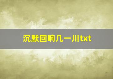 沉默回响几一川txt