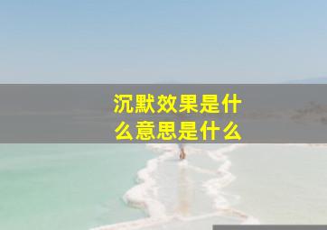 沉默效果是什么意思是什么