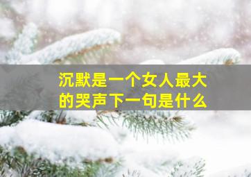 沉默是一个女人最大的哭声下一句是什么